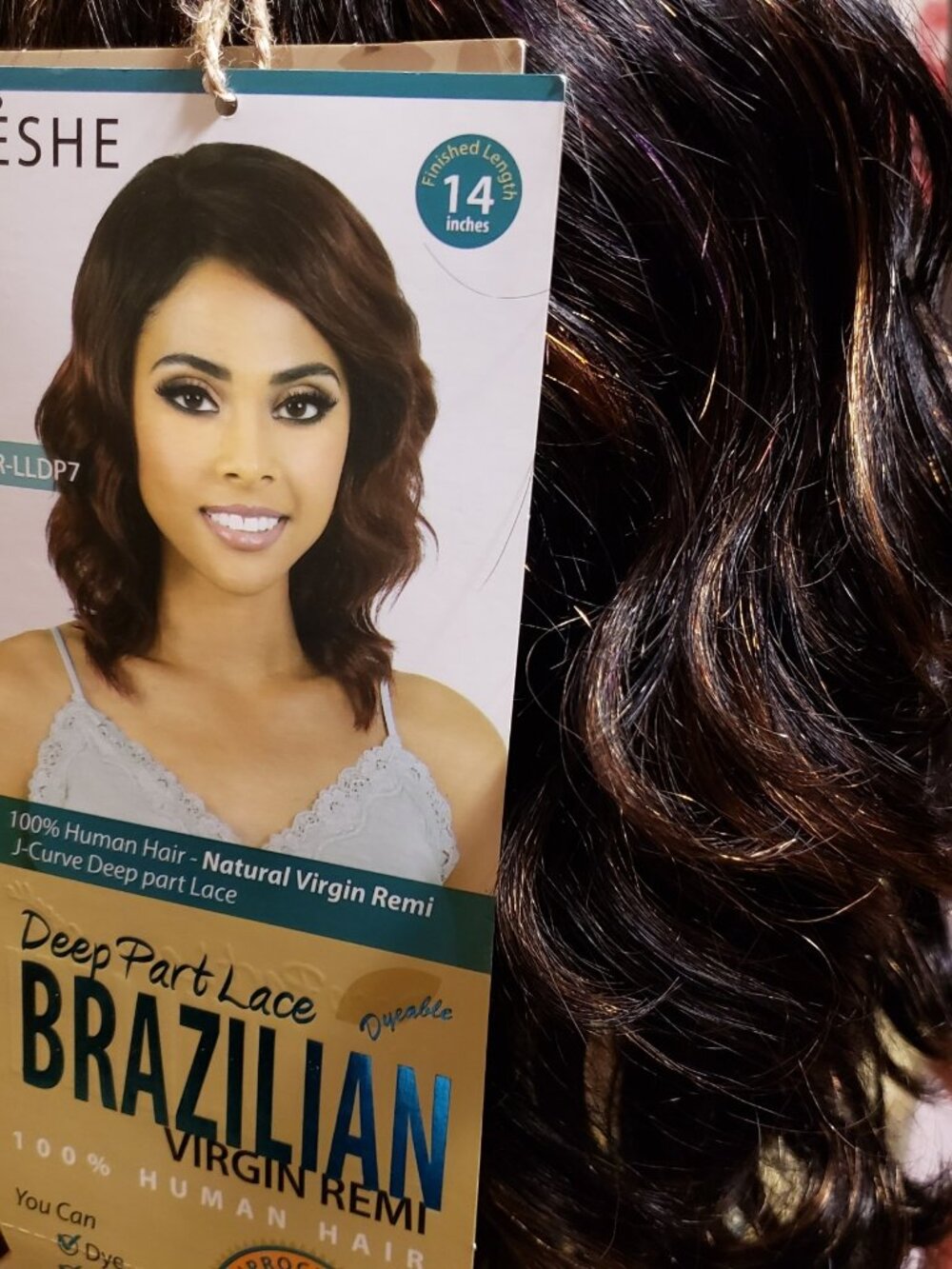NWT Beshe Virgin Human Hair Deep Part Lace Wig HBR-LLDP7 F1B/30
